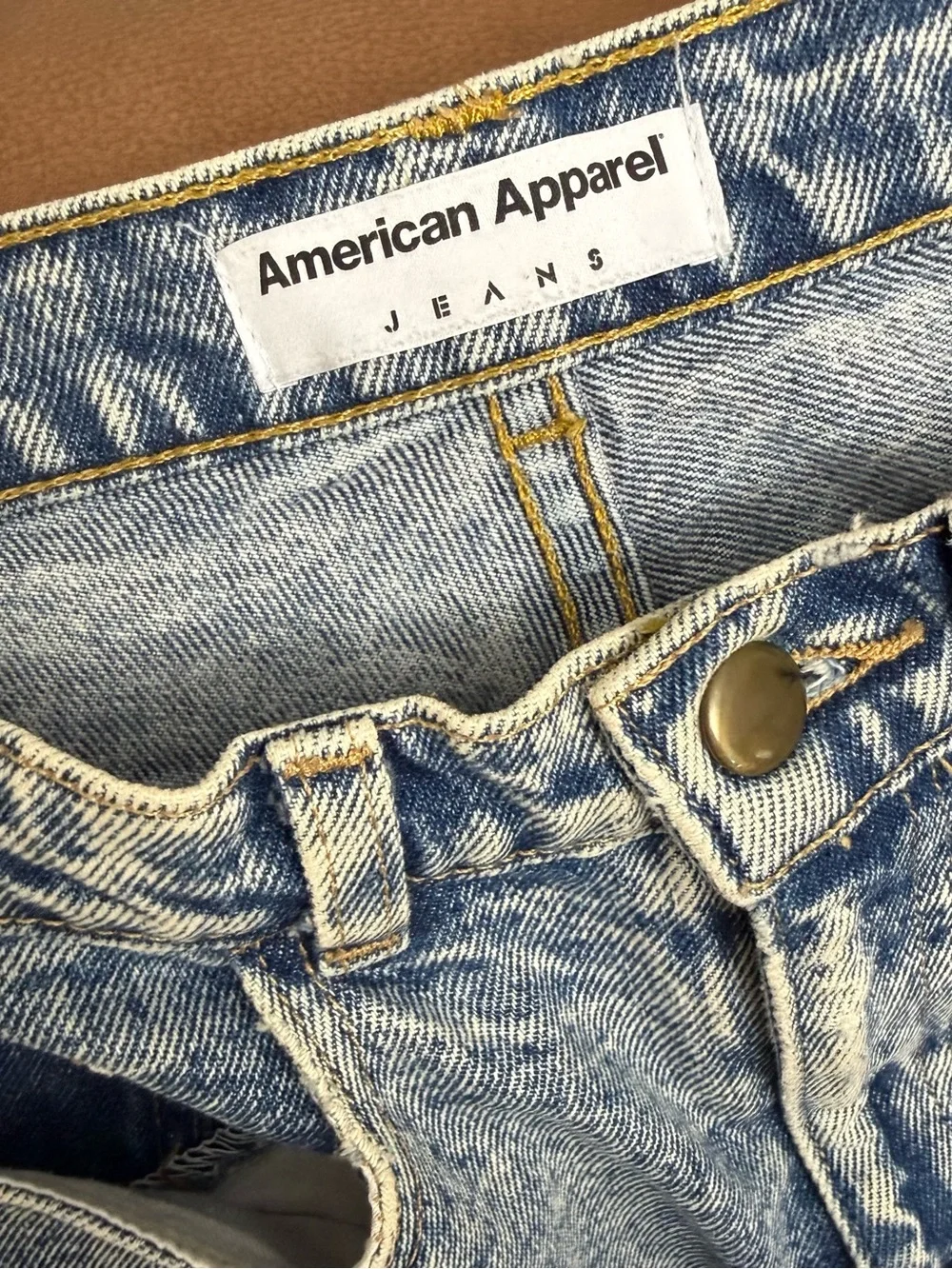 American Apparel Light Wash High-Rise Denim Shorts